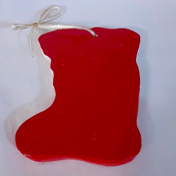 Hand Painted by Robin One of a Kind Ceramic Christmas Stocking Ornament - Picture 2 of 4